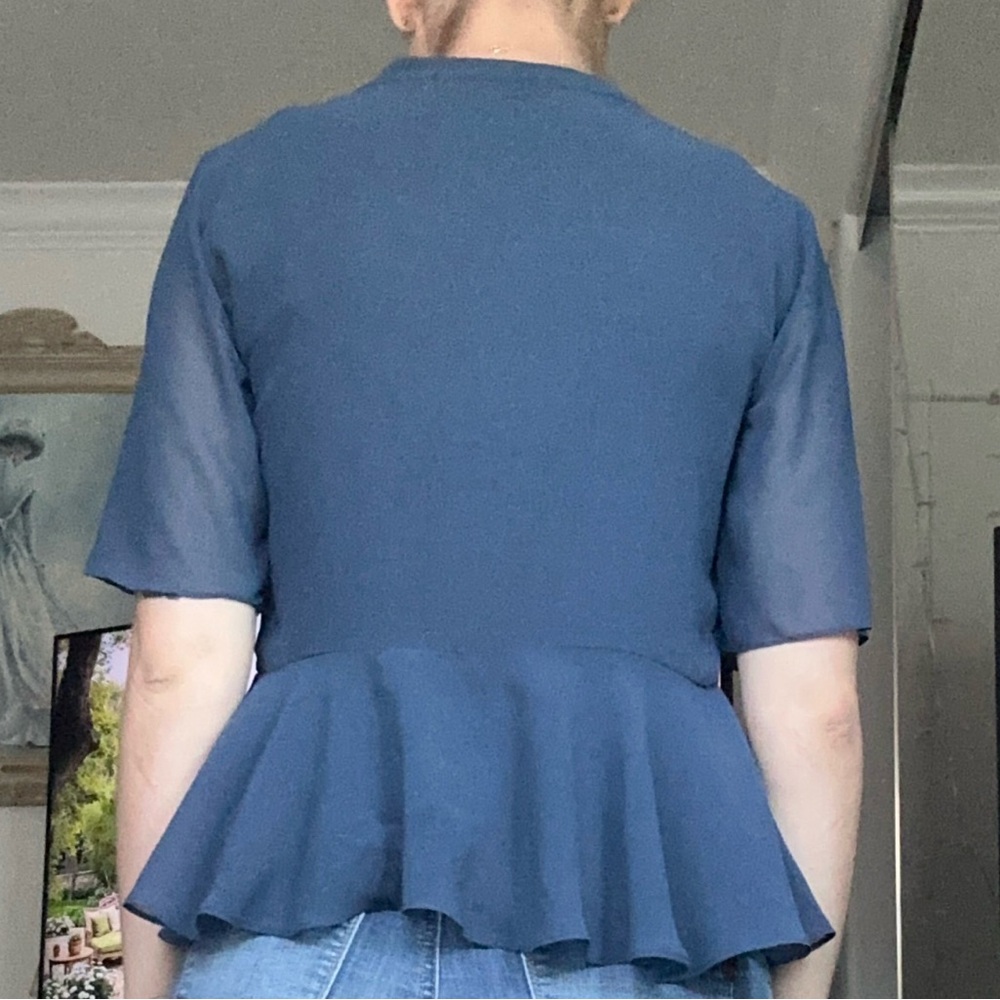 💙 1.State Blue Tie-Neck Bow Blouse – Women’s Size Small, Fully Lined - Picture 4 of 5
